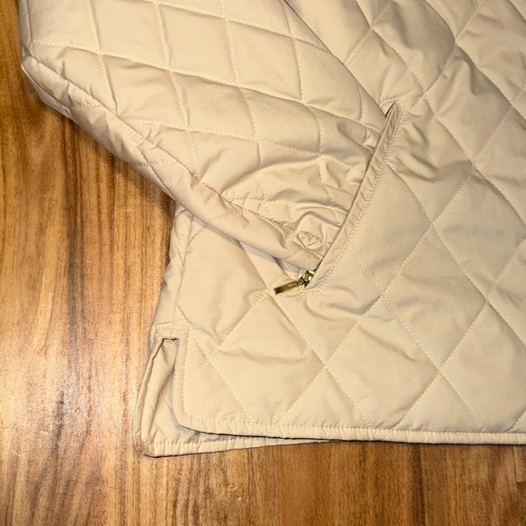 LL Bean Women's large 14 16 Jacket Quilted Puffer Beige zipper pockets packable - Picture 4 of 11